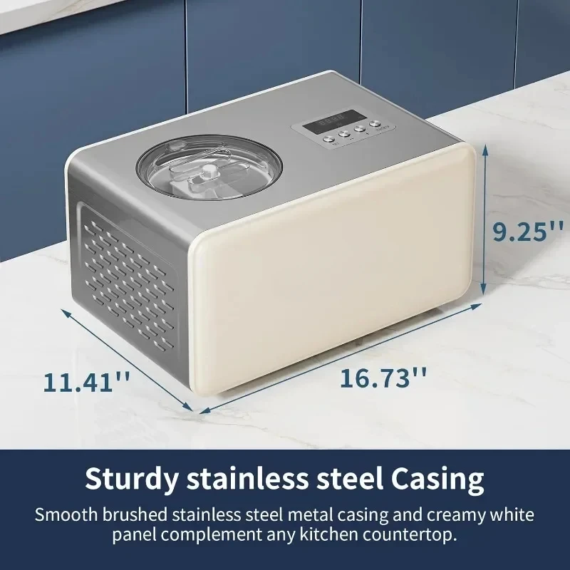 Macchina per il gelato AIRMSEN con compressore incorporato, non è necessaria primagelo, con display e timer, acciaio inossidabile