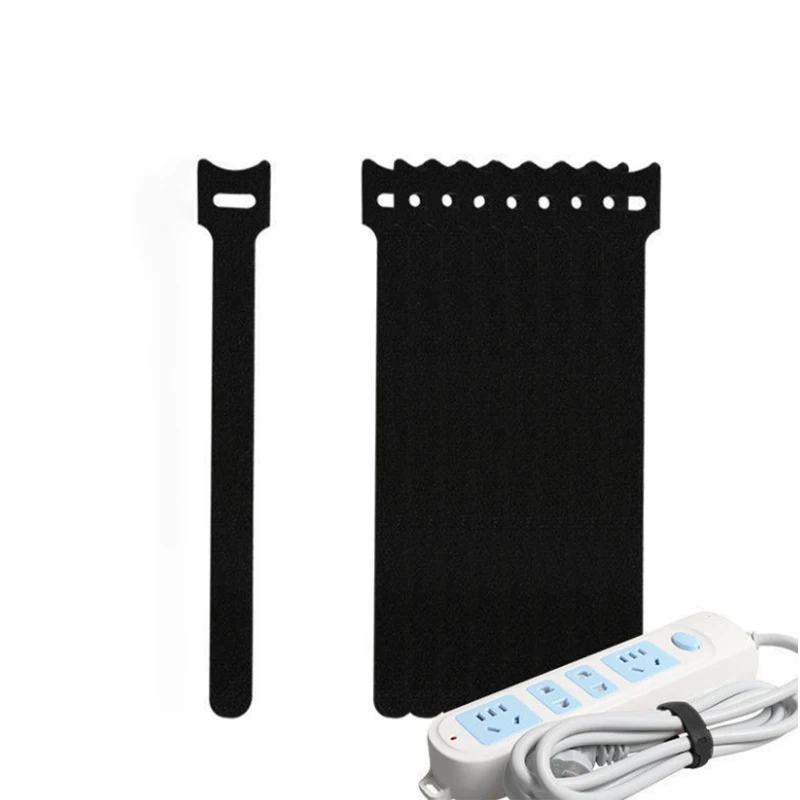 Black 15/20/25/30cm Releasable Cable Ties Wire Organizer Nylon Hook Loop Straps Wrap Zip Bundle Bandage Tie Plastics Fastening