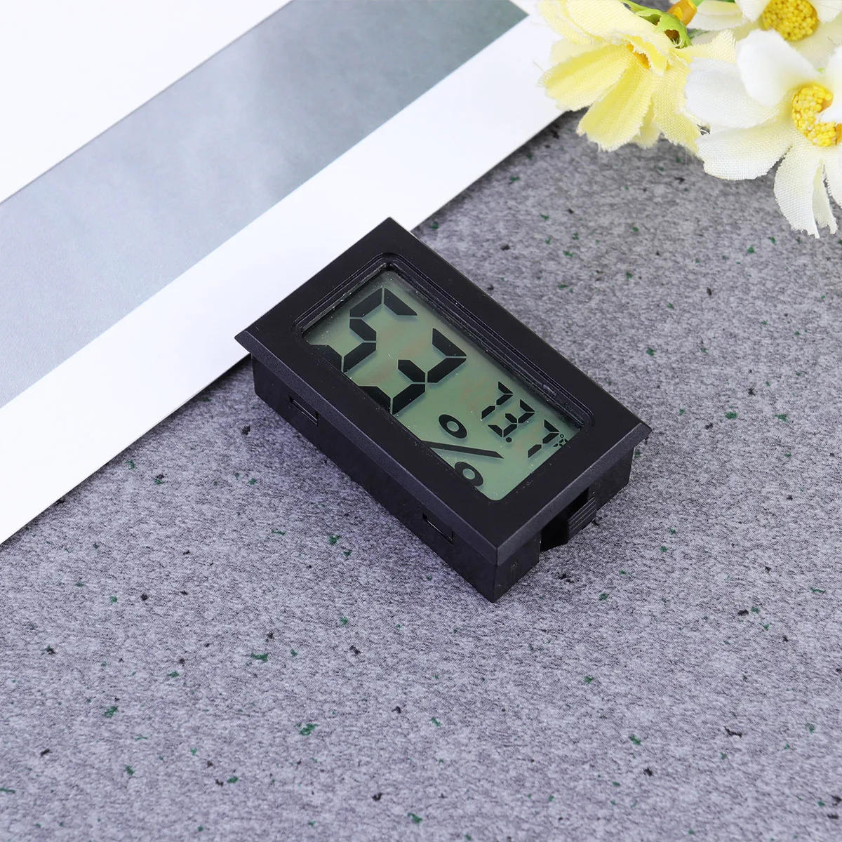 3pcs Digital Hygrometer Plastic Temperature Humidity Meter Large Display Low Power Durable Smooth Surface Indoor Outdoor Black
