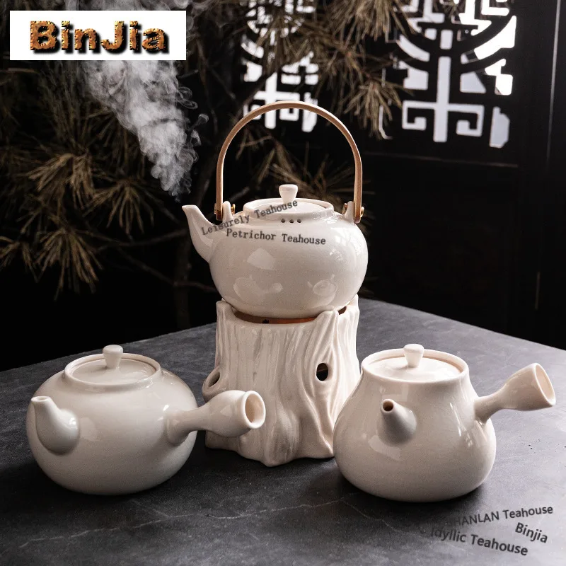 

550ml Ru Kiln Soda Glaze Tea Warmer Holder Candle Heater Stove Kettle Stand Baked Milk Jar Carbon Furnace Cafes Supplies Craft