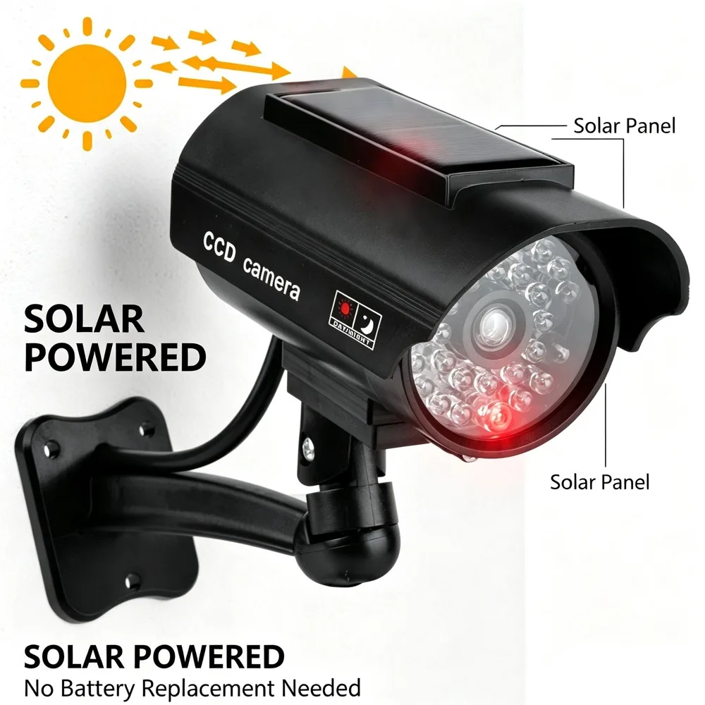 Fake Camera Solart Dummy Waterproof Security CCTV Surveillance Camera With Flashing Red Led Light Outdoor Indoor