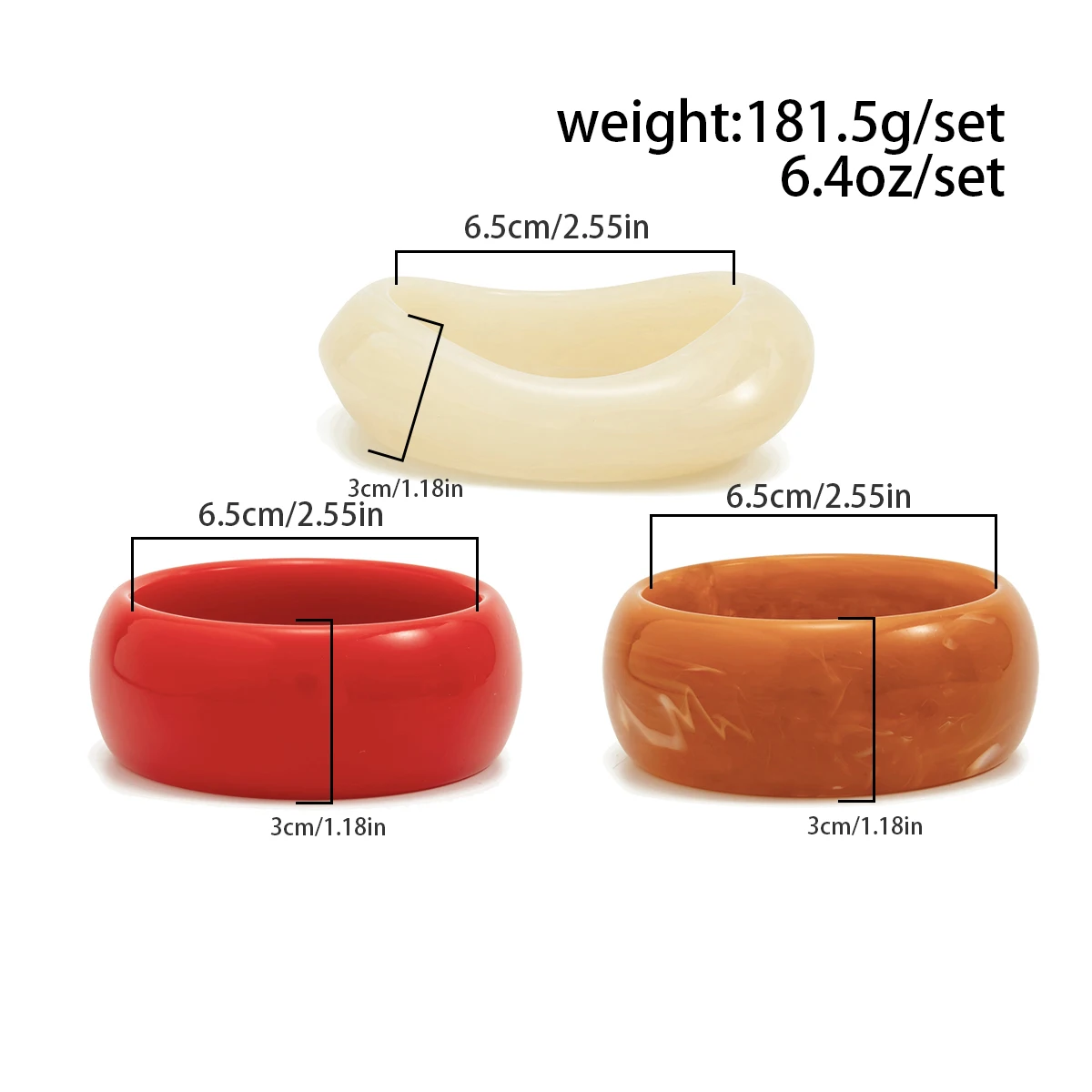 Ingemark 3-teiliges Set Vintage Dicke Acryl-Armbänder für Frauen, Böhmische Stapelbare Bunte Harz-Armreifen, Schmuckgeschenke – Detail 1