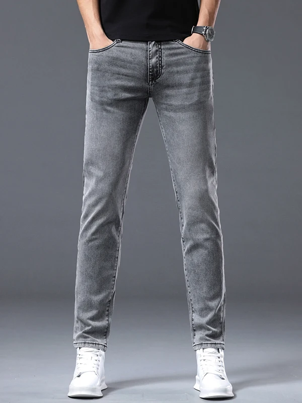 

Spring e ey Men's Straight Leg Jeans Casual Trendy Lightweight Premium Brand Cotton Stretch Denim Casual Long Trousers