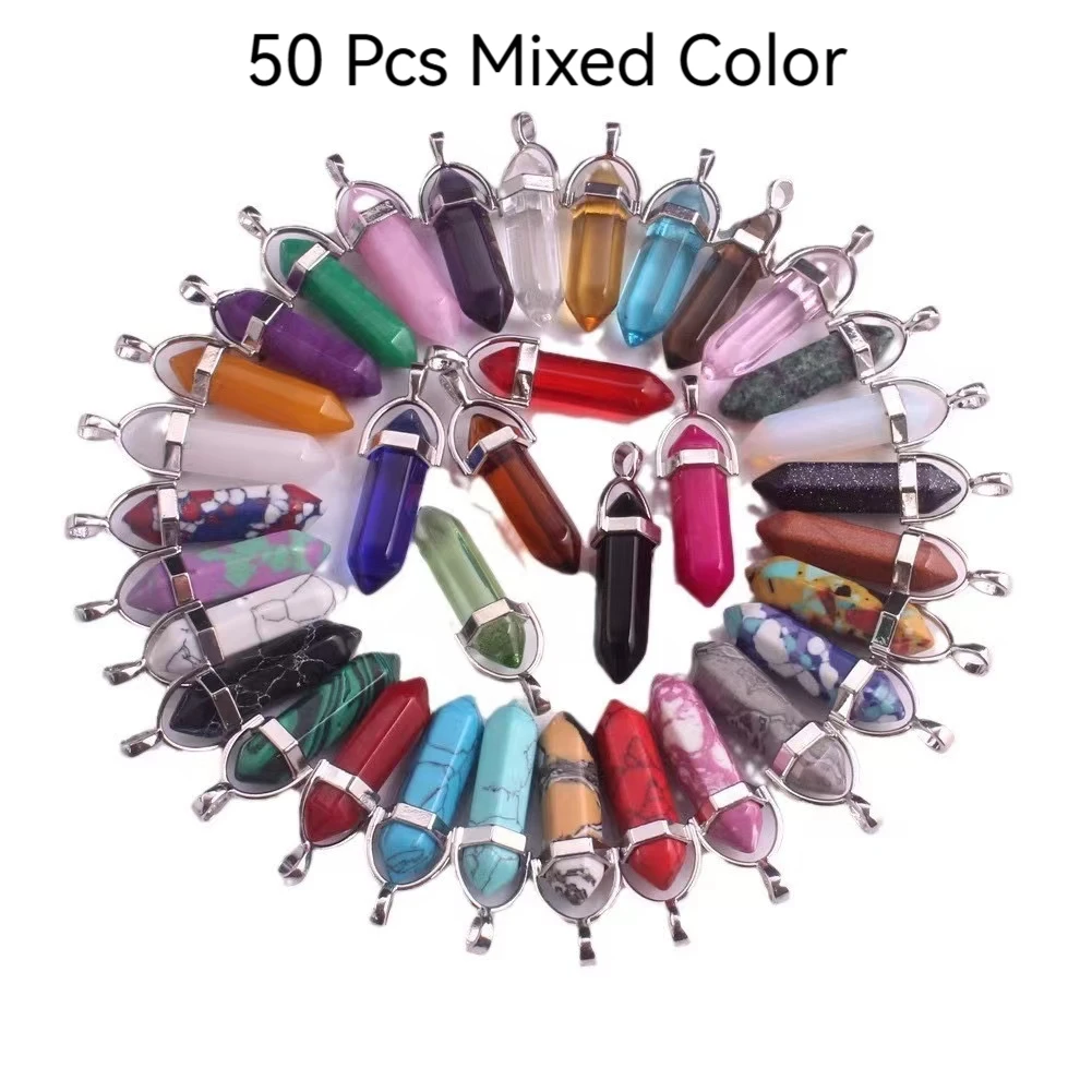 50pcs Of Hexagonal Pendants, Multi-color, DIY Necklace Making Supplies