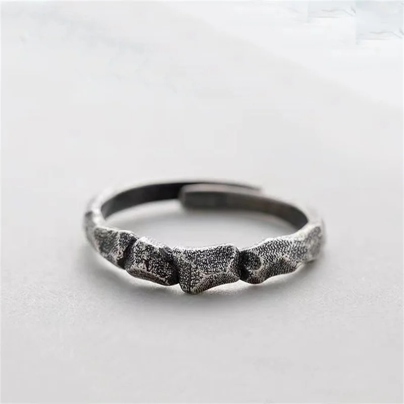 Personality Stone Mountain Pattern Ring For Men Jewelry Adjustable Vintage Relief Ring Male Hand Finger Accessories