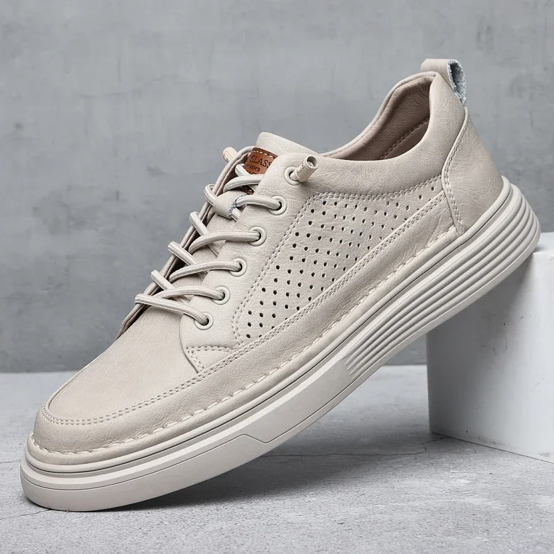 

Spring/Winter White Oxford Shoes Men's Genuine Leather outdoor Comfortable soft sole breathable casual shoes big size：36-47