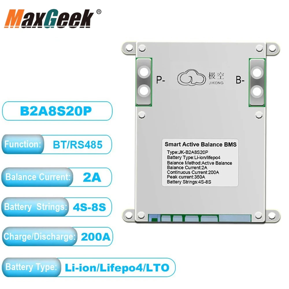 Maxgeek JIKONG JK-B2A8S20P 4-8S 2A Smart Active Balancer BMS Battery Balancer Battery Protection Board