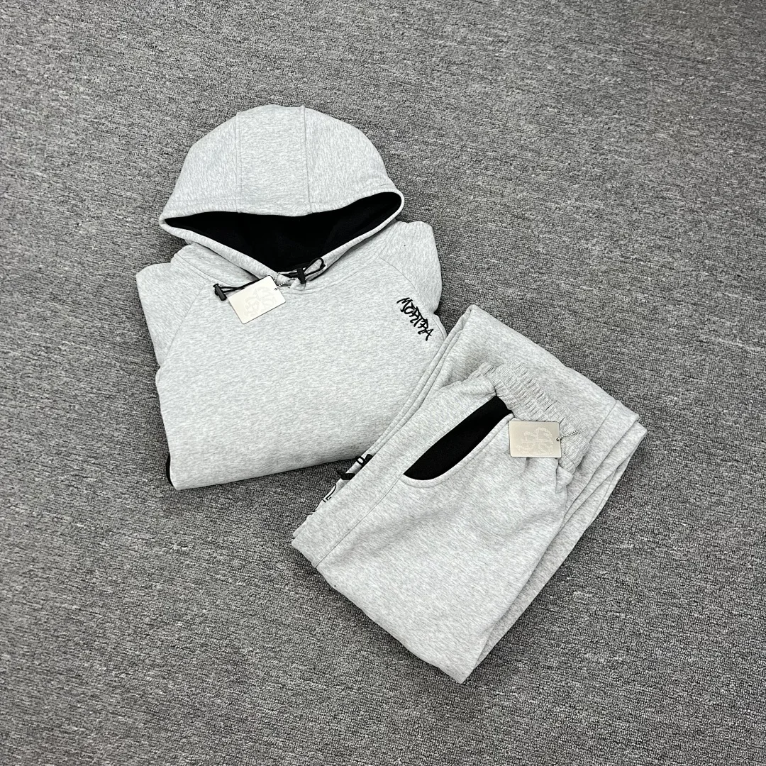 Top Quality Mertra Grey/Black Color Blocking Logo Embroidery Women Men Sweatshirt Hoodies Oversized Men Hoodie Sets