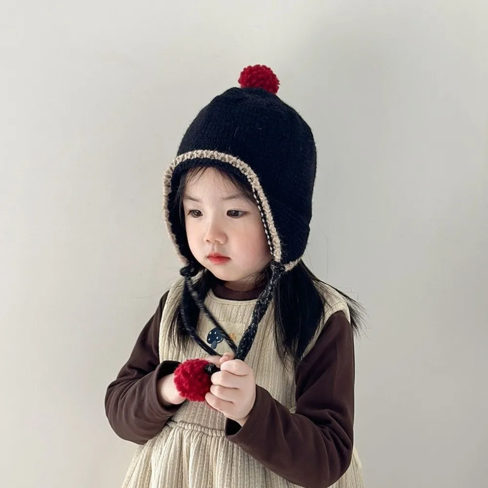 

Sweet Winter Baby Knitted Cap Tassel Bobbles Baby Beanie Cap Thick Warm Ear Protection Hat Boys Girls