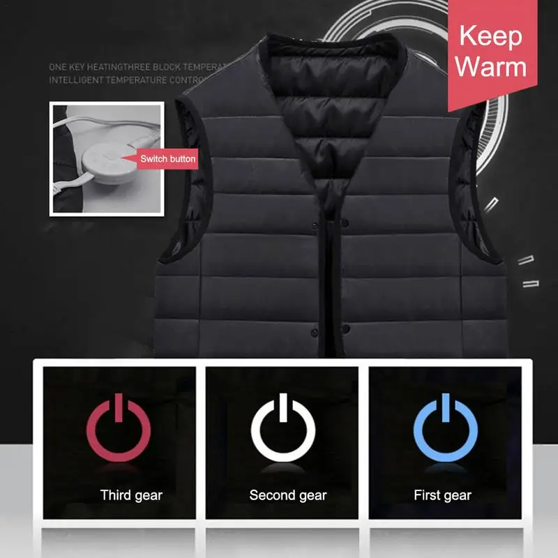 

Battery Heated Jacket Graphene Carbon Fiber Heated Jacket Clothes With 3 Heated Pad Lightweight Washable Heating Clothes Gilet