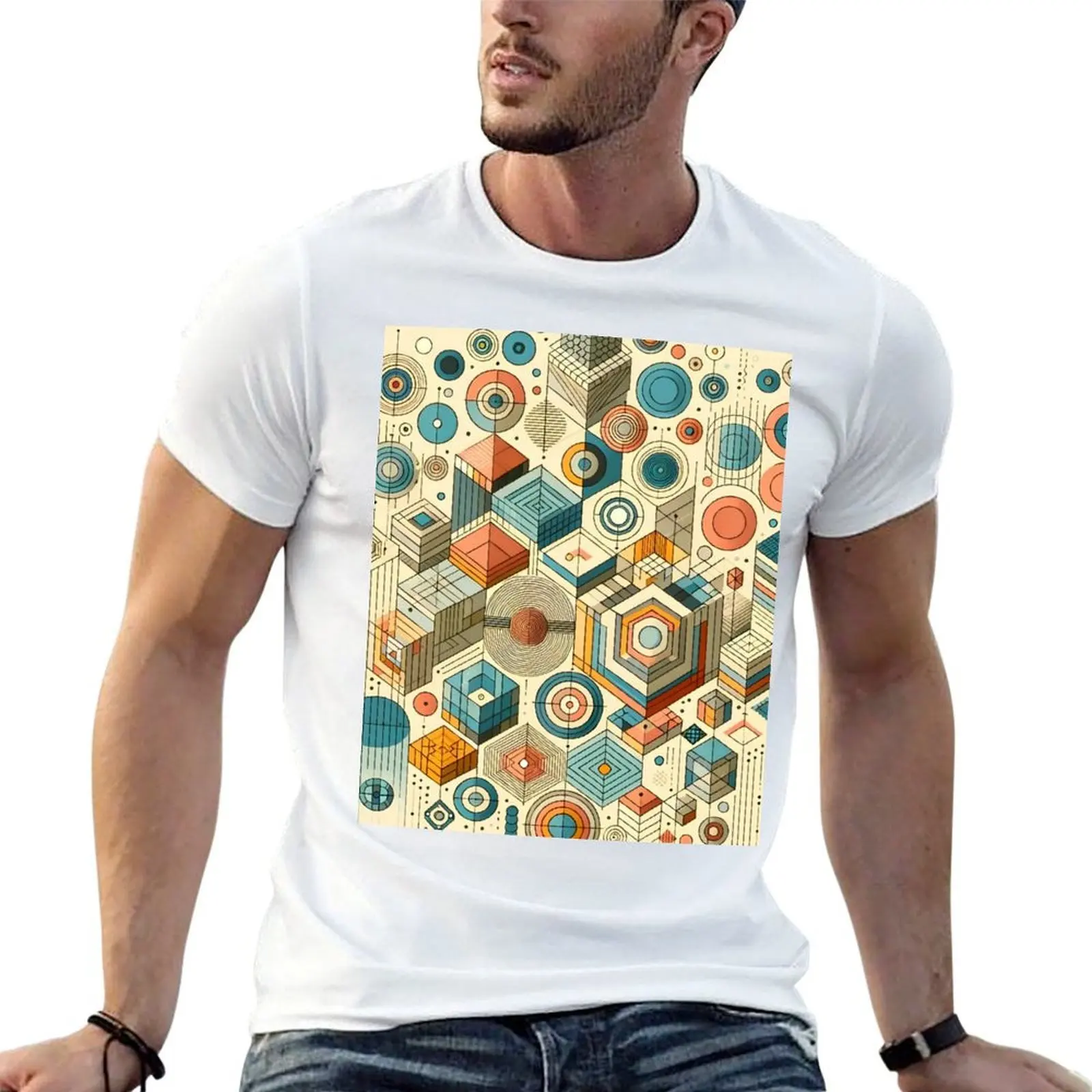

Abstract Geometric Pattern Art - Vibrant Low Poly & Isometric Design T-Shirt t shirt man casual T-Shirt