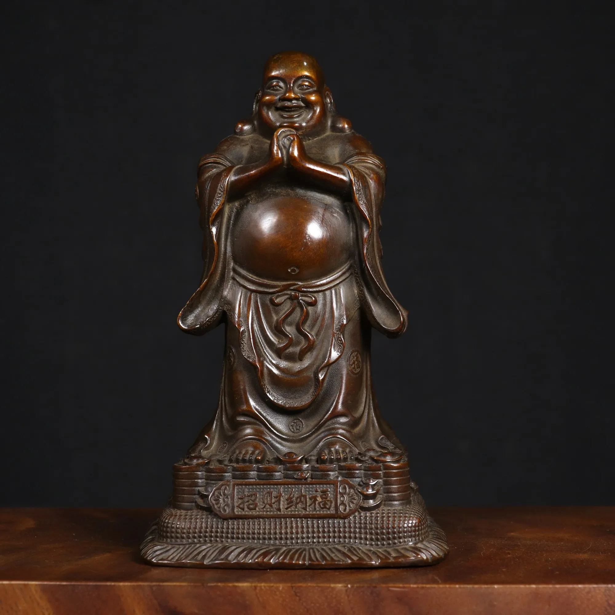 Maitreya Buddha Statue - Premium Copper Home Decor Decorative Figure - Tabletop Animal Sculpture for Spiritual Offering