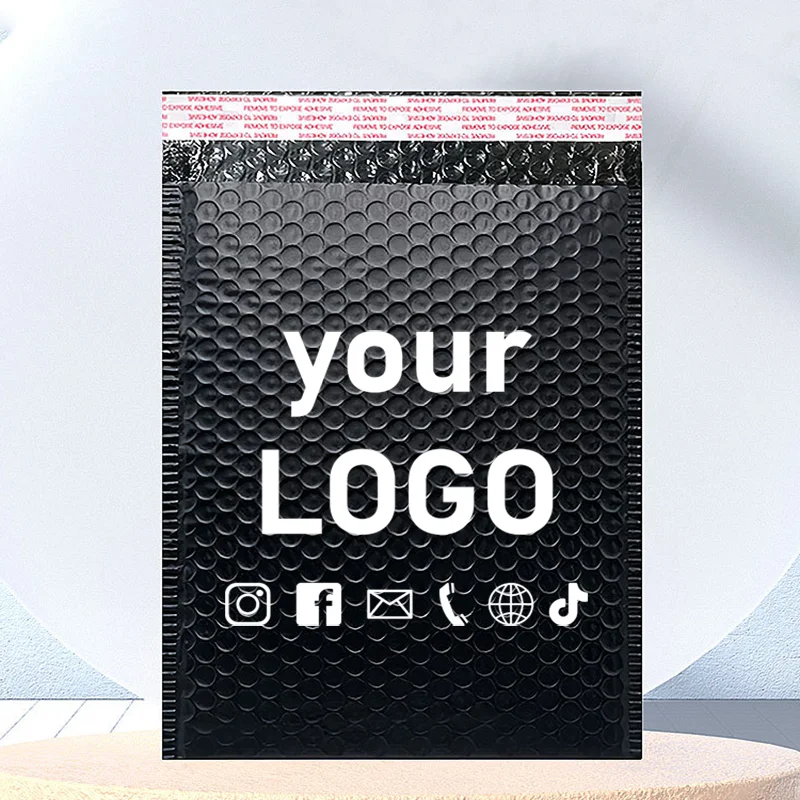 Minimum order of 50 pieces black bubble bag express packaging storage bag plastic self-adhesive bag thickened bag printing logo
