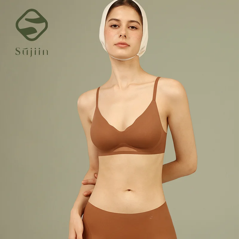 SUJIIN Reggiseni push up senza cuciture da donna per donna Supporto senza fili Comodo reggiseno estivo traspirante con sollevamento sottile Donna