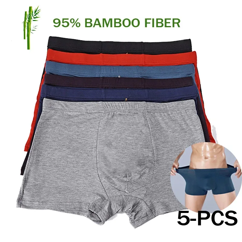 Fasion High Quality Bamboo Underwear Men XL XXL XXXL XXXXL 5XL 6XL Size Men Boxer Underwear Plus Size Flat Feet Panties black