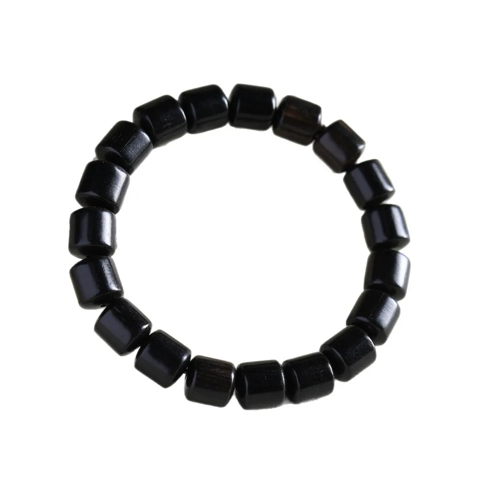 Natural Purple Sandalwood Barrel Beads 10mm Ebony Bracelets for Men Women Couple Prayer Beads Wrist Jewelry Gifts