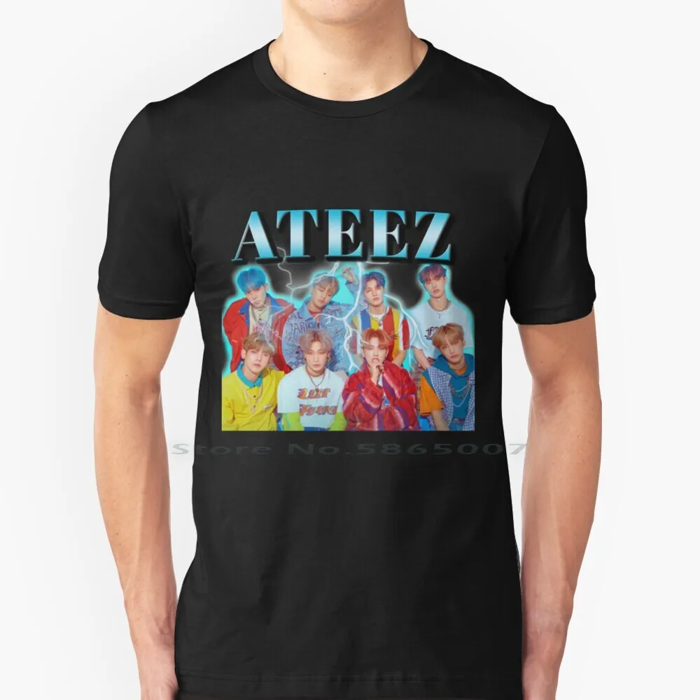 Ateez Vintage Shirt T Shirt 100% Cotton Ateez Kpop Vintage Retro Korean Woo Young Mingi Hong Joong Seong Hwa Yun Ho Jong Ho Yeo