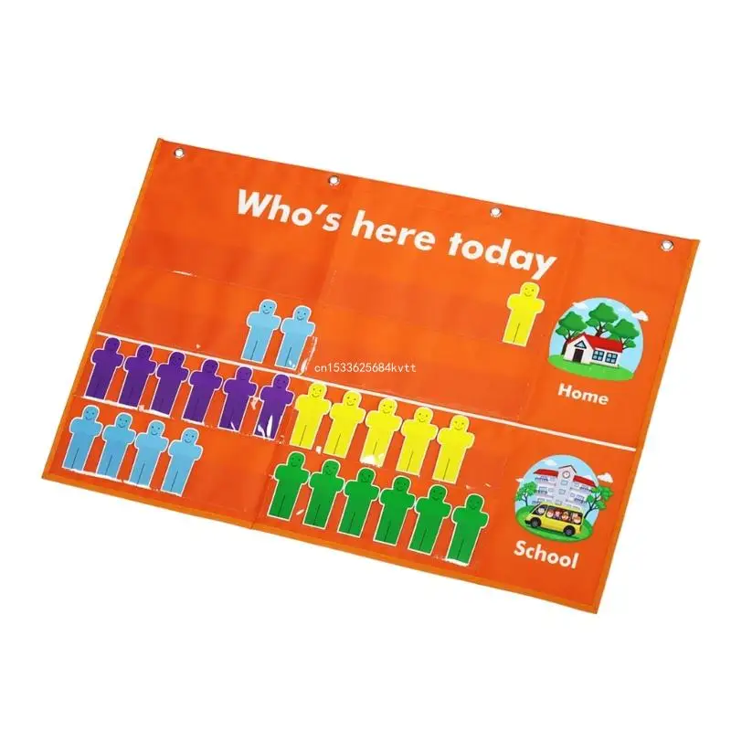 Who is Here Today Pocket Chart Attendance Pocket Chart 81×48cm Classroom Management Pocket Chart for Preschool Dropship