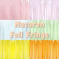 Macaron Tinsel Foil Fringe Curtains Pastel Photo Booth Backdrop Wedding Birthday Baby Shower Party Decoration Rainbow Streamers