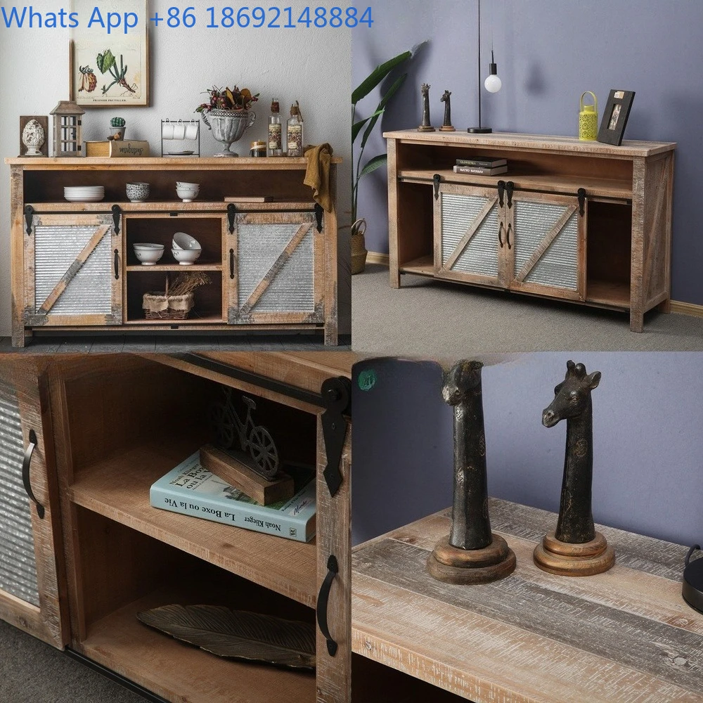 Rustic Industrial Style Dining Room Storage Cabinet Living Room Entryway Cabinet Distressed Solid Wood Sideboard