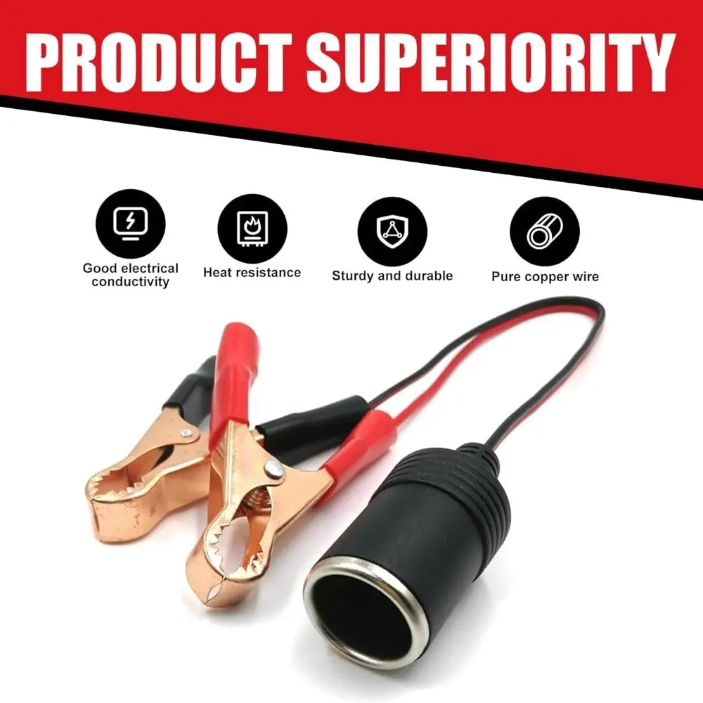 Portable 12V/4V Battery Extension Cord 50A Universal Alligator Clips Cable Clamp-on Car Splitter Plug Car Emergency