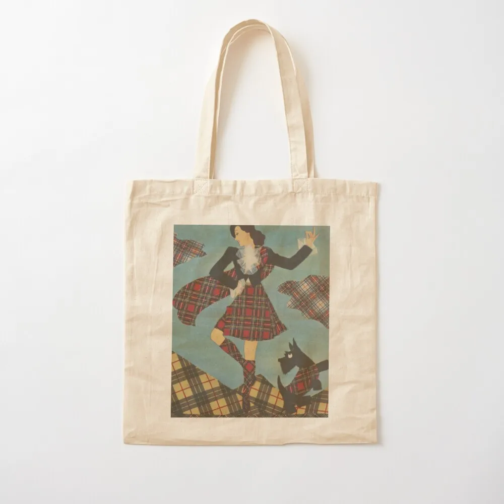 Vintage Scottish Highland Dancer Tote Bag shopper bags for women foldable reusable bag Shopper handbag