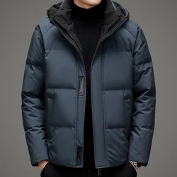 Casaco de alta qualidade com capuz masculino, top espesso, outerwear novo, inverno