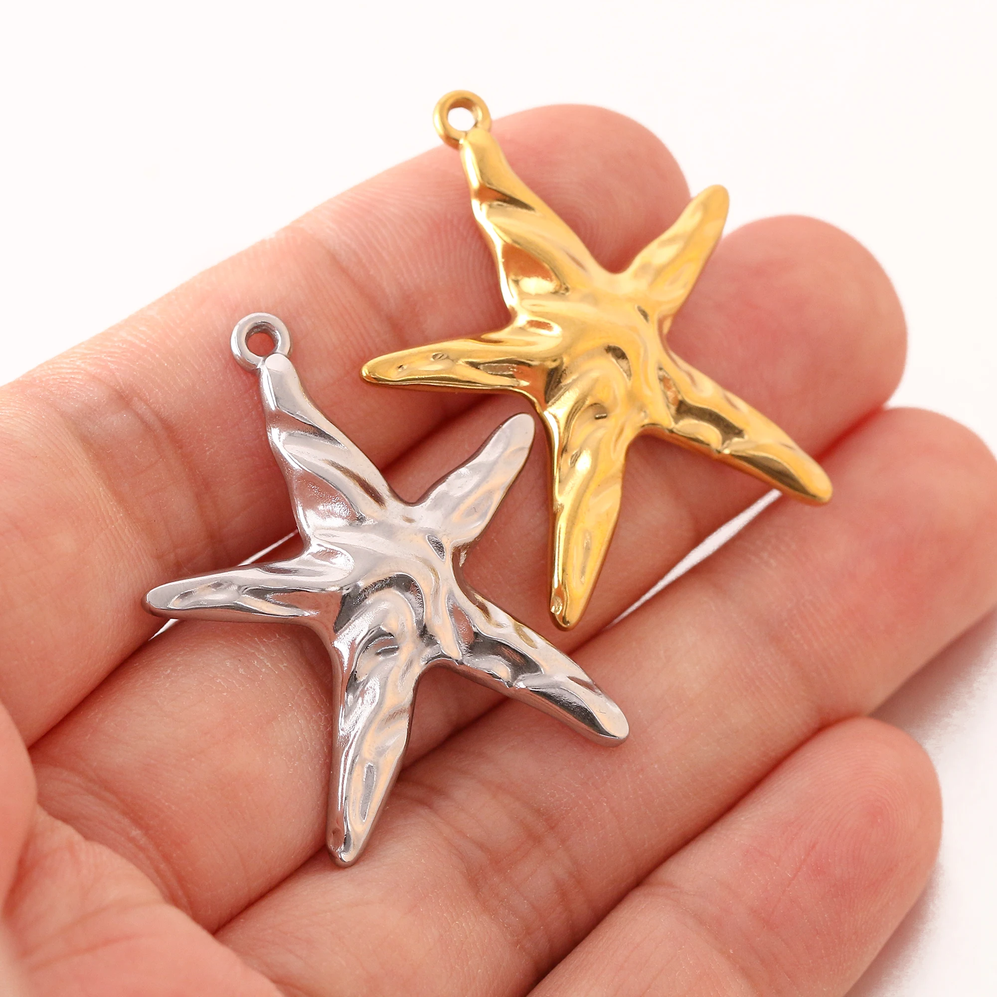 3Pcs/Lot Marine Pendants Stainless Steel Rudder Helm/Heart/Starfish/Shell/Sea Turtle Charms DIY Necklace Bracelet Jewelry Making