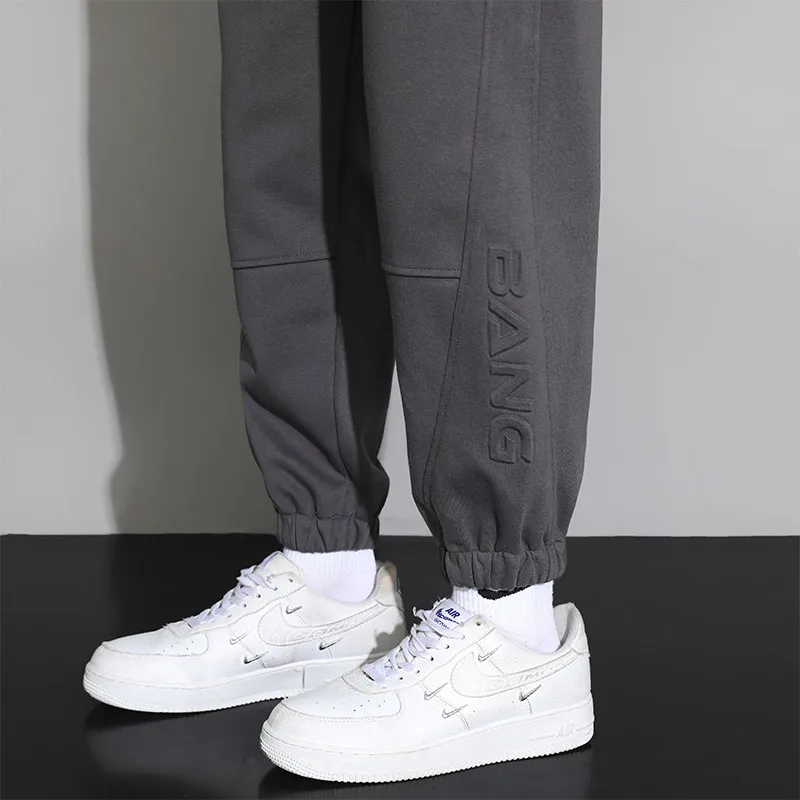 Men's Spring Autumn Solid Pockets High Waisted Letter Printed Elastic Casual Harun Lantern Sports Trousers Formal Vintage Pants
