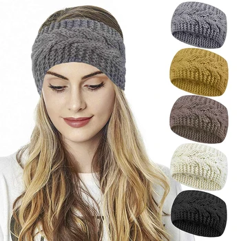 2 PCS/LOT Fried Dough Twists wool hair band Winter Knitted Inner Layer Windproof and…