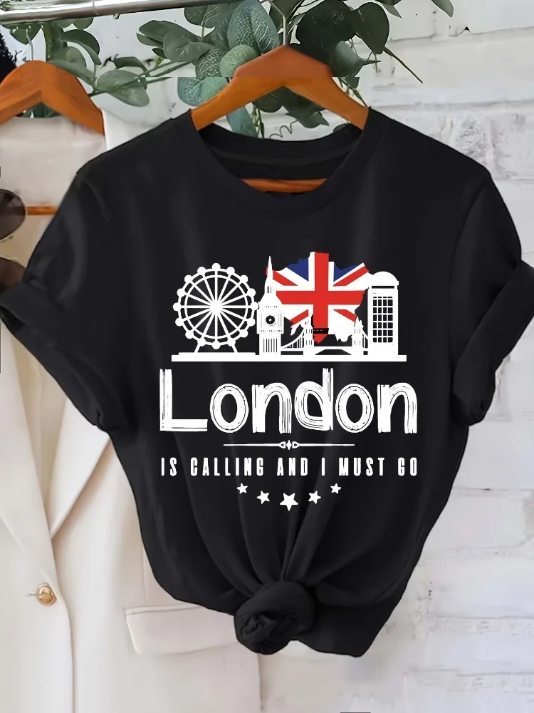 London Letter Print T-shirt Fa - đánh giá và giá Women'S Fashion London