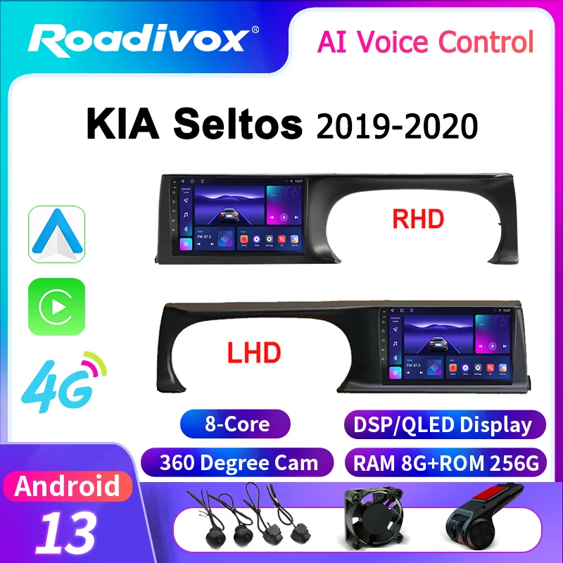 

roadivox Android car radio for KIA Seltos 2019 2020 stereo GPS Navigation video Multimedia Player tape recorder carplay