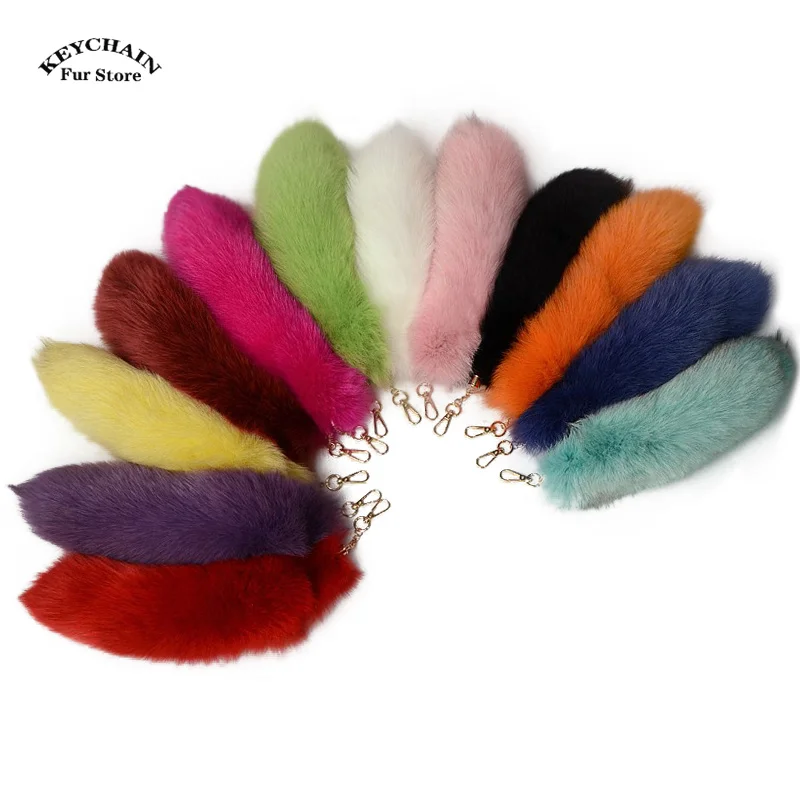 New Wolf Fox Tail Fur Keychains Unisex Pompom Pendant Car Keyring Holder Fur Keyring Cute Key Chains Charm Bag Accessories Gifts