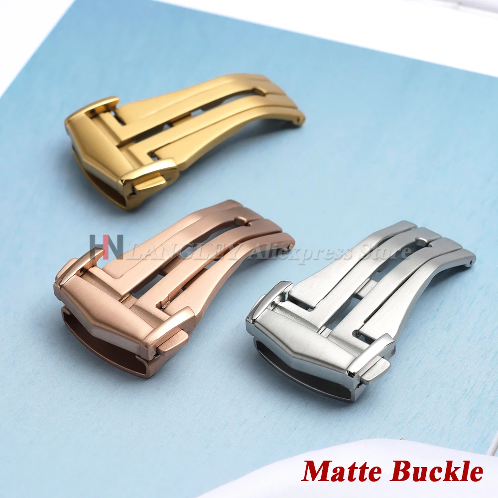 Faltbare Uhrenschließe für Omega Edelstahl-Faltschließe 18mm 20mm für Seamaster Mattes Uhrenarmband Metall-Knopfzubehör