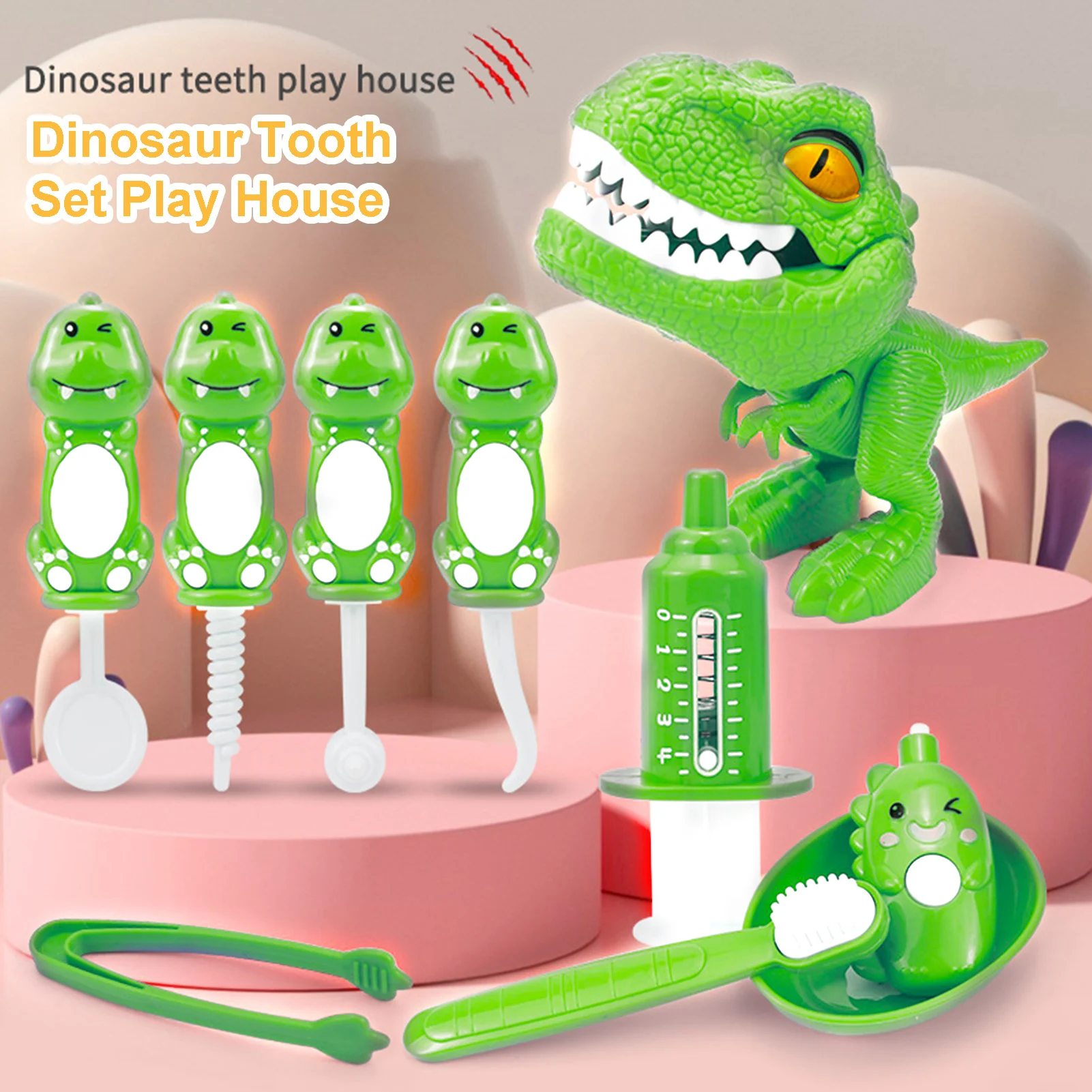 Dentist Toys For Kids Cartoon Dinosaur Dental Tools Doctor Set Playset Children Simulation Dentist Medicals Kit Play House Toys