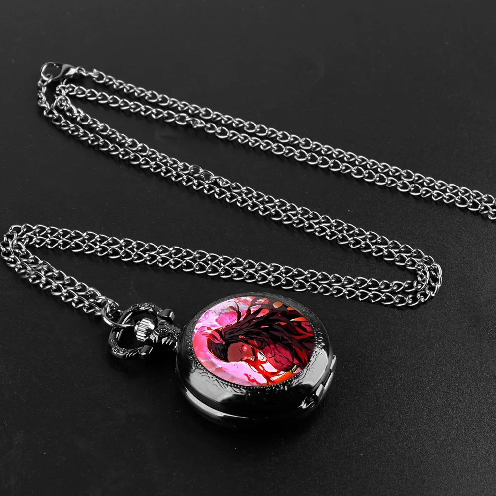 

Demon Slayer Nezuko Kamado Moon карманные часы в стиле аниме винтажные часы-цепочка для женщин и мужчин кварцевые карманные часы сувенирный подарок