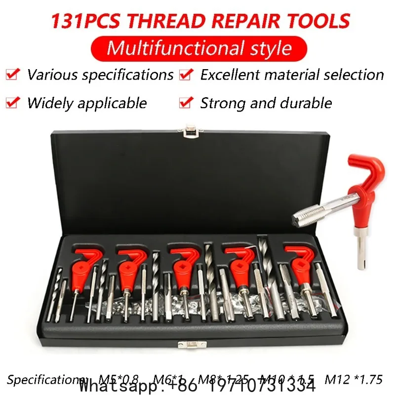 

New Style 131pcs Thread Repair Tool M5 M6 M8 M10 M12 Twist Drill Spanner Wrench Threading Tools for Restoring Damaged Threads