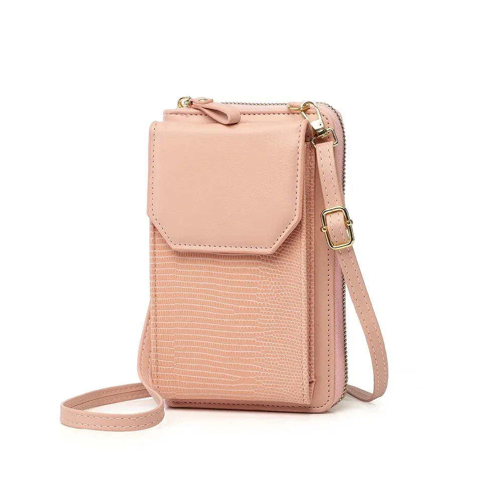 Cross Border Supply 2024 New Women's Phone Bag Vertical Zipper Wallet Snake Pattern Versatile Korean Slant Straddle Shoulder Bag