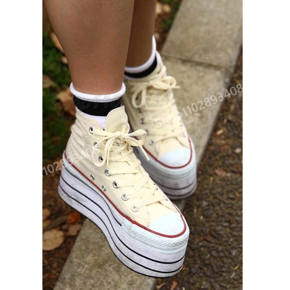 أحمر رياضي نمط سميك سوليد مضخات مثير الضحلة جولة تو عادية الصليب تعادل حجم كبير أحذية النساء الموضة 2025 الربيع الفقرة Mujere