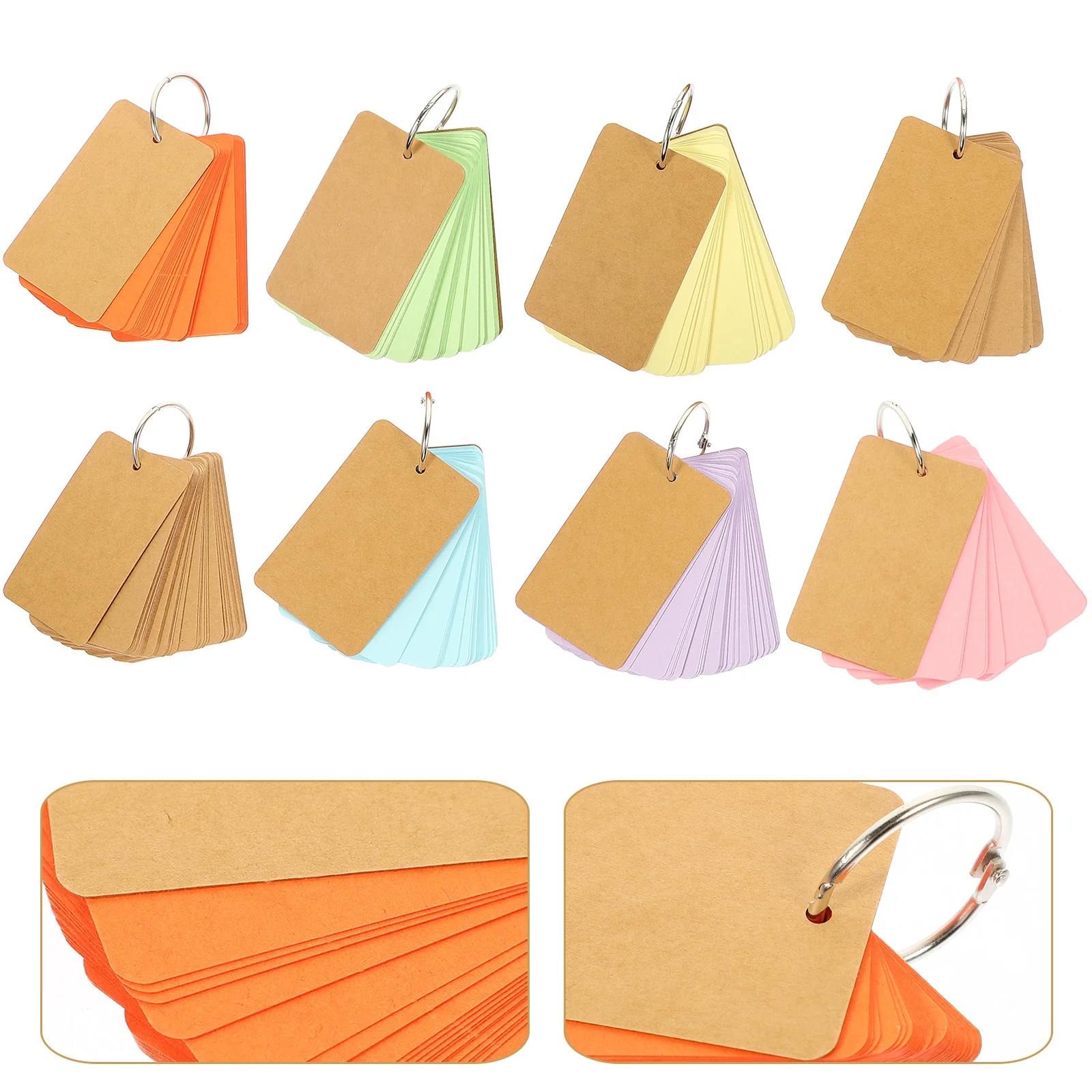

8 Pcs Note Pad Blank Label Card Brown Cardstock Memo Punch Hole Binder DIY Book H Painting Cards Portable Flashcards Studying
