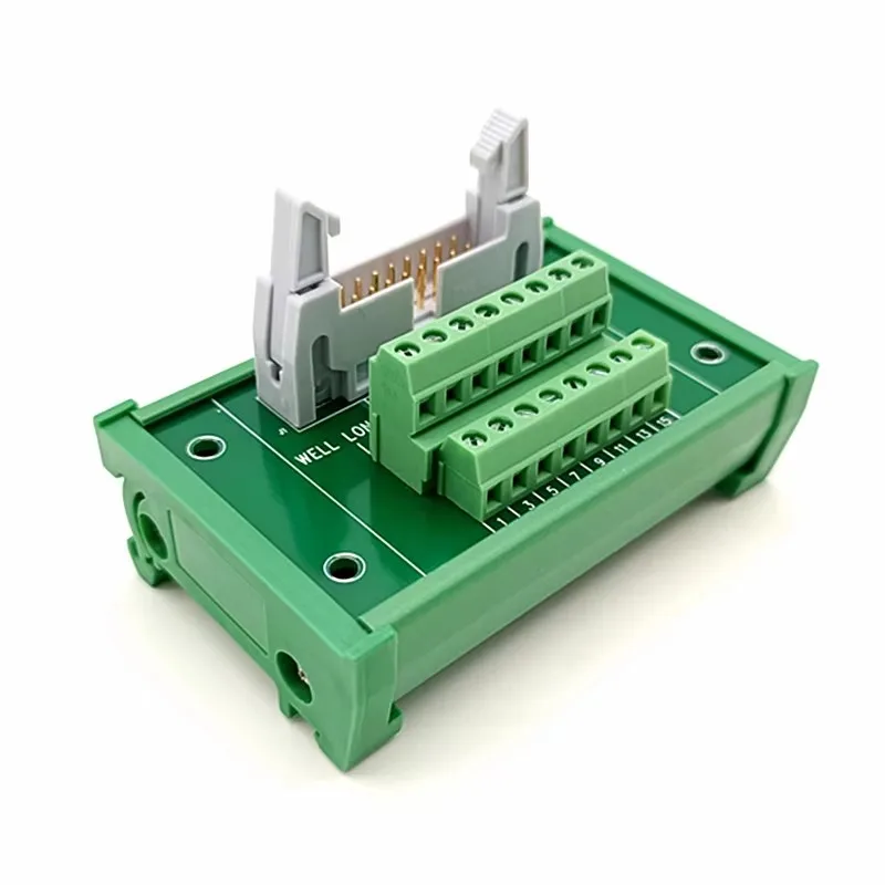 DIN Rail Mount IDC16 Male Header Breakout Board, Terminal Block, Connector UM42mm PCB Module Rack