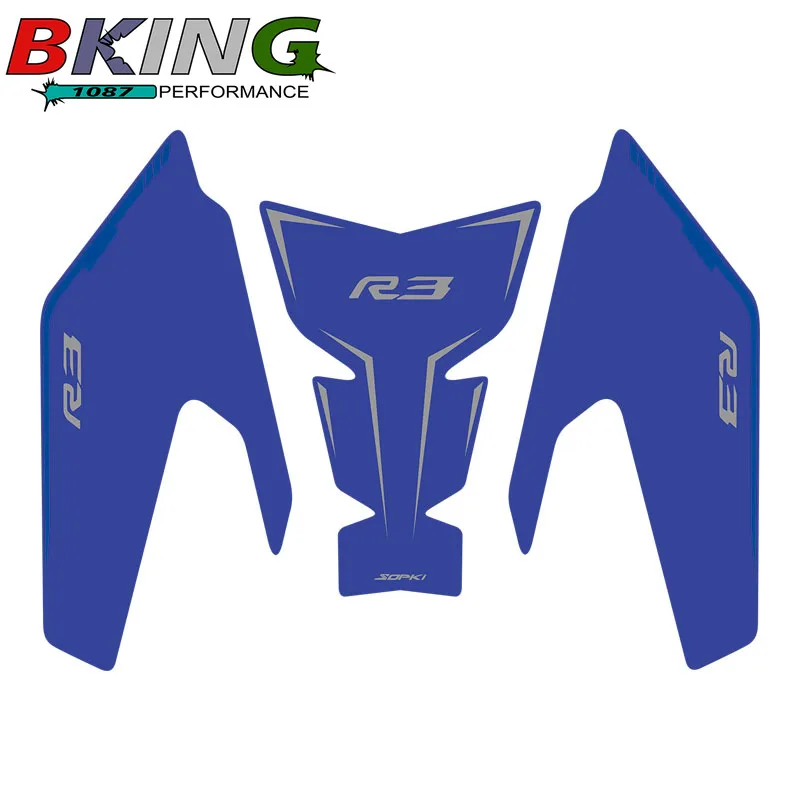 لياماها YZF-R3 YZFR3 2019-2025 R3 أجزاء دراجة نارية الجانب خزان الوقود وسادة واقية ثلاثية الأبعاد ملصق مائي قبضة الركبة خزان منصات الجر