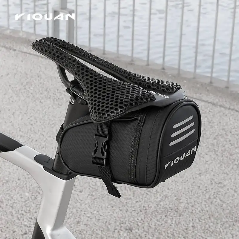 

ESLNF Rainproof Bike Saddle Reflective MTB Road Bicycle Small Storage Cycling Seat Tail Rear Tool Pouch Bag