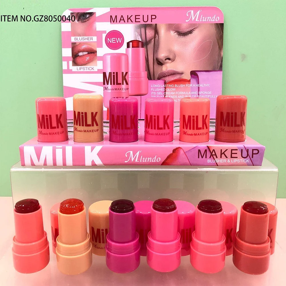 24Pcs Jelly Tint blush Stick Multi-Use Cooling Water Jelly Tint Natural Lip and Cheek Stain Stick Glossy Lip Gloss