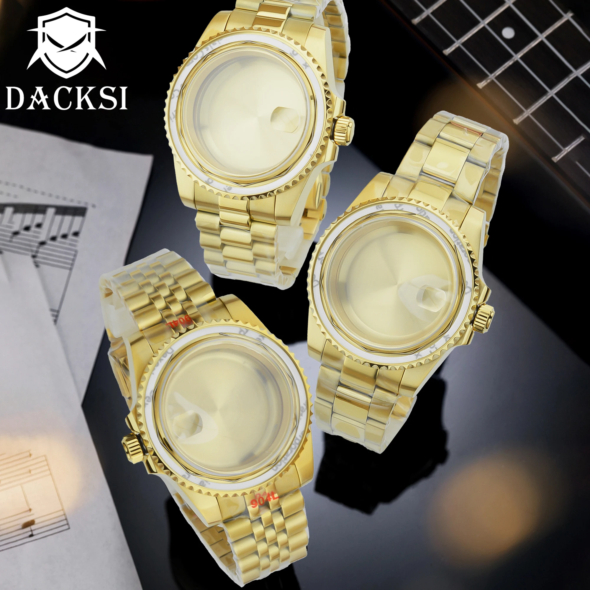 DACKSI 40mm Sterile Watch Case Sapphire Glass Fit Miyota 8215 NH35A NH36 NH34 ETA 2824 2836 Mingzhu DG 2813 3804 PT5000 Movement