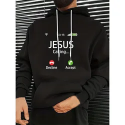 Jesus Calling Graphic Print Hoodies Men Women Oversized Christian Streetwear Hooded Sweatshirts Y2k Pullovers Unisex Clothing