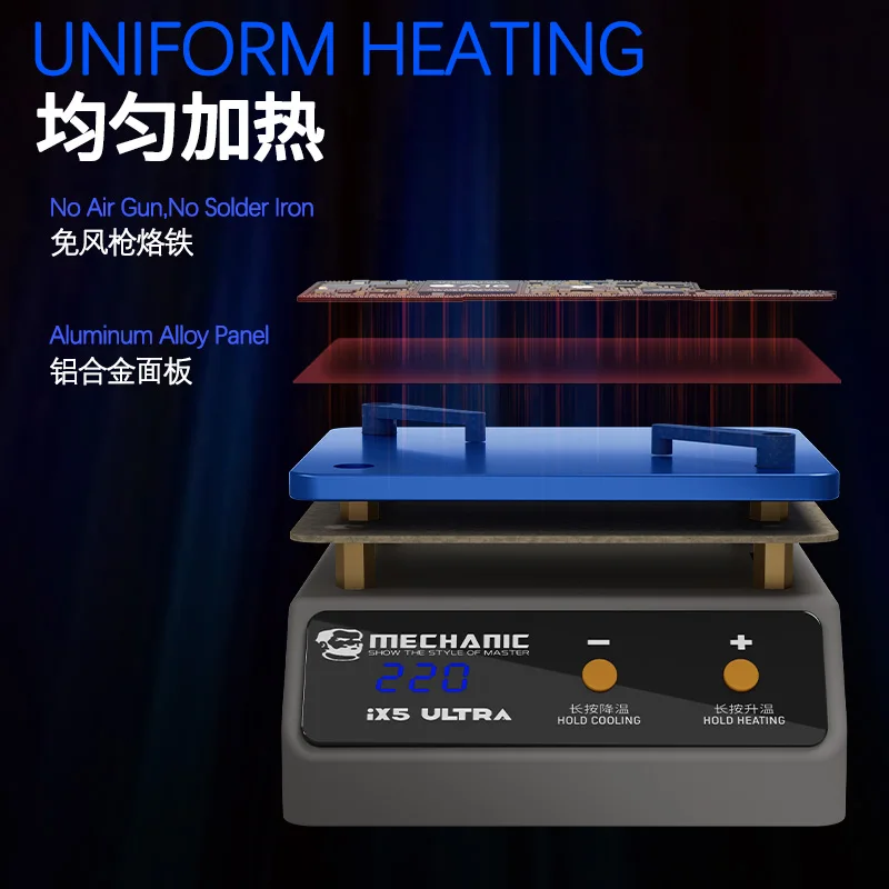 MECHANIC iX5 Ultra Preheating Station Constant Temperature Motherboard Soldering Platform for Android/iOS Circuit Board IC Chip