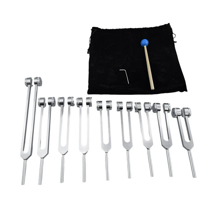 Aluminum Alloy Chakra Tuning Forks Set With Hammers For Healing, Sound Therapy, Meditation, Yoga