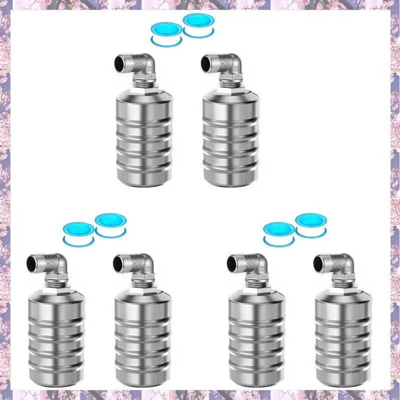 

Розничная продажа, 6 шт., полностью автоматический поплавковый клапан контроля уровня воды, мини-плавающий шаровой клапан из нержавеющей стали-1/2 дюйма, боковой впуск воды