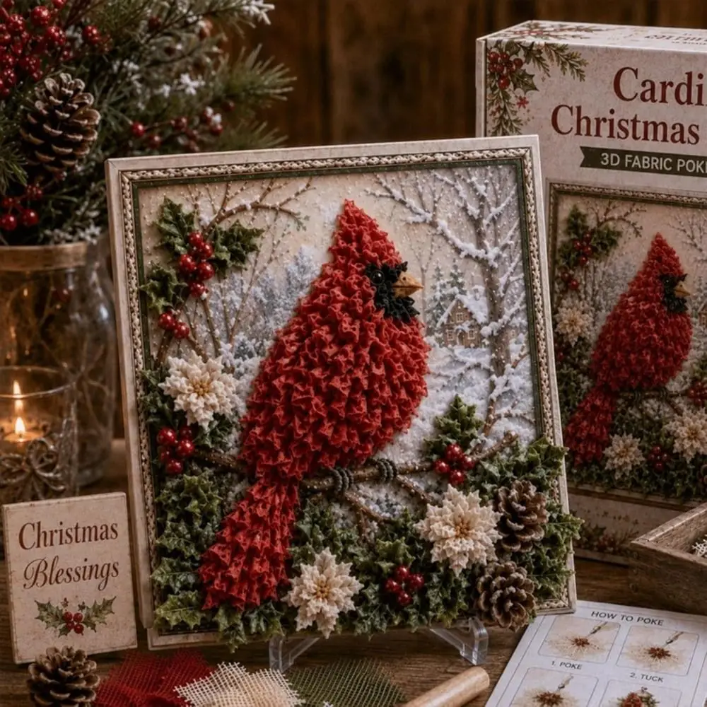 3D Design Christmas Fabric Poke Art Kit Poke Technique Fabric Based 3D DIY Embroidery DIY Craft Decoration Set